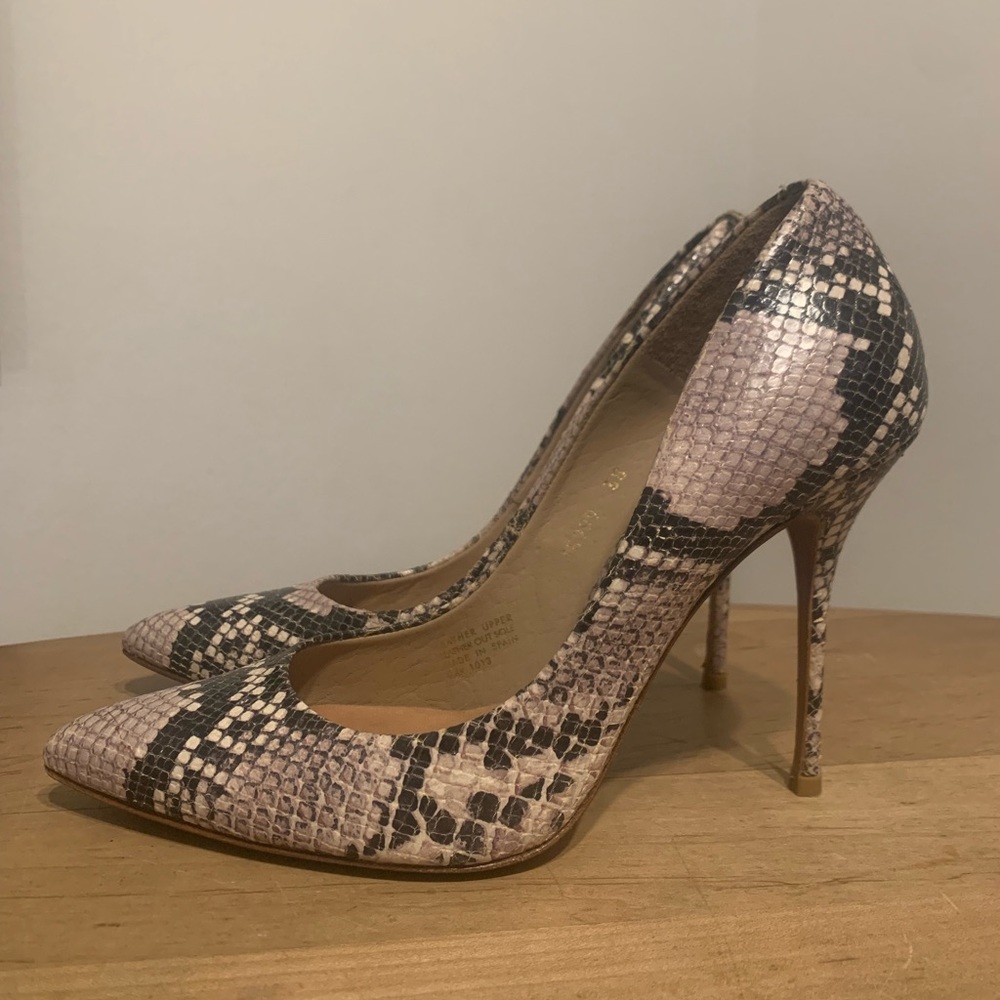Kurt Geiger snake skin black/white leather heels size 7.5